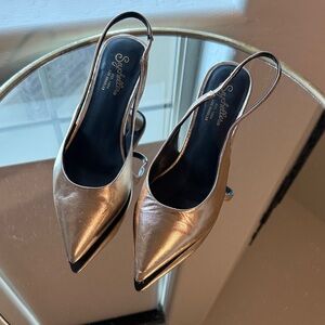 Seychelles Metallic Gold Pointed Slingback Heels